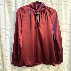 NWT Rachel Zoe blouse with twisted mock neck and keyhole. Silky and beautiful.